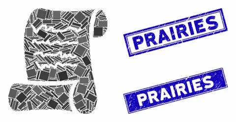 Script Roll Mosaic and Distress Rectangle Prairies Stamp Seals イラスト素材