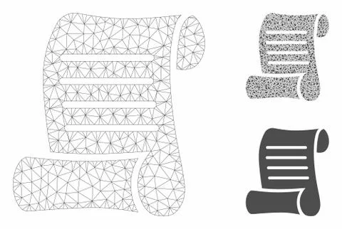 Script Roll Vector Mesh 2D Model and Triangle Mosaic Icon 스톡 일러스트