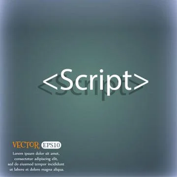 Script sign icon. Javascript code symbol. On the blue-green abstract backgrou Stock Illustration
