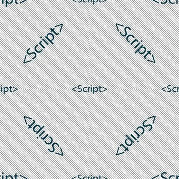 Script sign icon. Javascript code symbol. Seamless pattern with geometric tex Stock Illustration