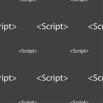 Script sign icon. Javascript code symbol. Seamless pattern on a gray backgrou Stock Illustration