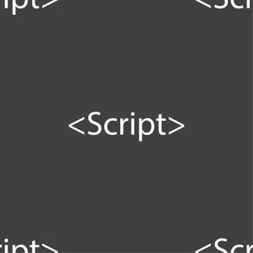 Script sign icon. Javascript code symbol. Seamless pattern on a gray backgrou Stock Illustration