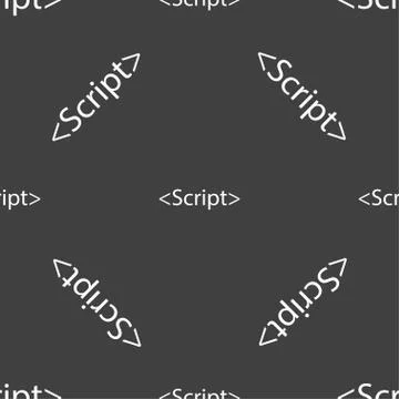 Script sign icon. Javascript code symbol. Seamless pattern on a gray backgrou Stock Illustration