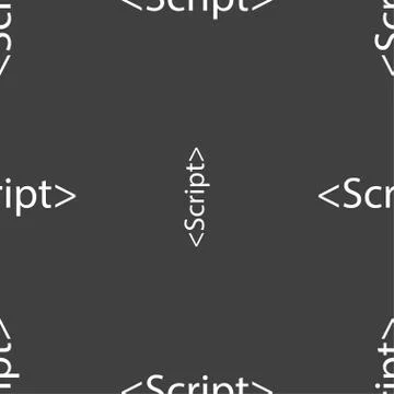 Script sign icon. Javascript code symbol. Seamless pattern on a gray backgrou Stock Illustration