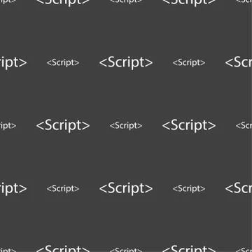 Script sign icon. Javascript code symbol. Seamless pattern on a gray backgrou Stock Illustration