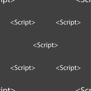 Script sign icon. Javascript code symbol. Seamless pattern on a gray backgrou Stock Illustration