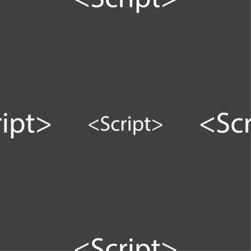 Script sign icon. Javascript code symbol. Seamless pattern on a gray backgrou Stock Illustration