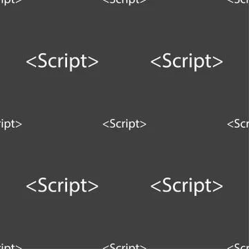 Script sign icon. Javascript code symbol. Seamless pattern on a gray backgrou Stock Illustration
