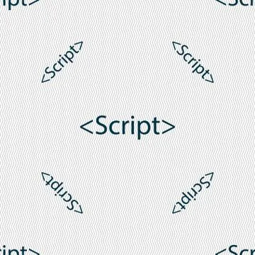 Script sign icon. Javascript code symbol. Seamless pattern with geometric textur Stock Illustration