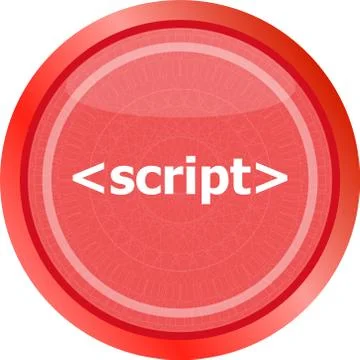 Script sign icon. Programming language symbol. Circles buttons Stock Illustration