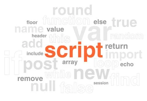 Script title with programming phrases vector illustration concept Illustrazione stock