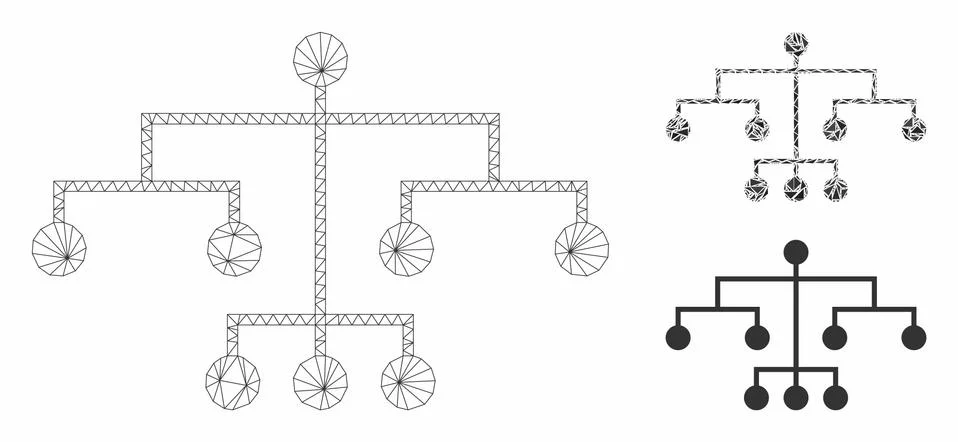 Script Tree Vector Mesh Wire Frame Model and Triangle Mosaic Icon 库存插图