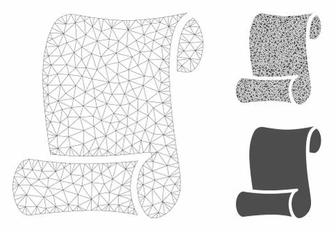 Script Vector Mesh Carcass Model and Triangle Mosaic Icon Stock Illustration