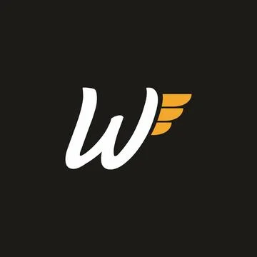 Script W letter with wings logo template Stock Illustration