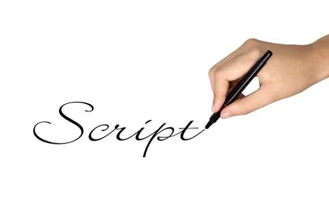 Script word written by human hand Stock Photos