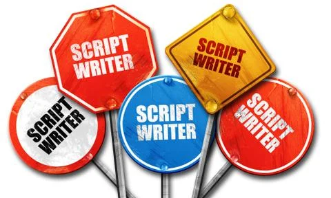 Script writer, 3D rendering, rough street sign collection Stock Illustration