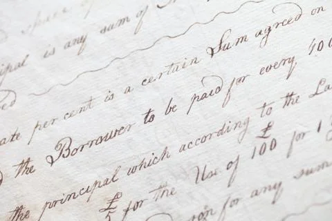 Script writing from late 18th century Stock Photos