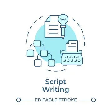Script writing multi color concept icon Stock Illustration