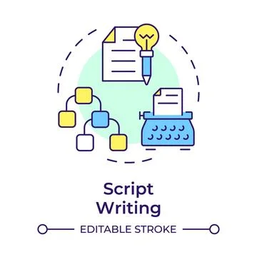 Script writing multi color concept icon Stock Illustration