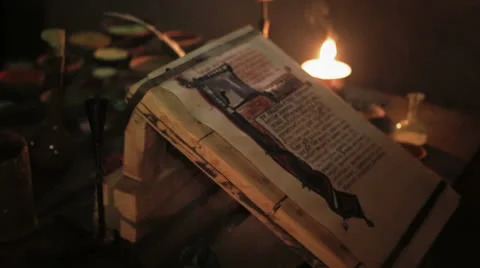 Scriptorium at candlelit 스톡 동영상 26594136