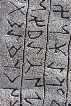 The scripts inscriptions of oldest Turkic language 스톡 사진