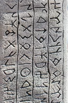 The scripts inscriptions of oldest Turkic language 스톡 사진