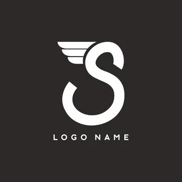 Scripts S initial letter with wings vector logo template Stock Illustration