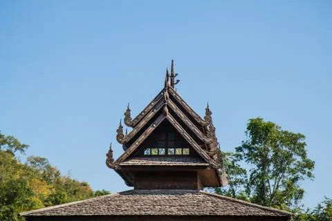 Scripture hall in the pond, thailand. Stock Photos
