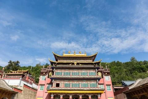 Scripture library in qinghai kumbum monastery kumbum monastery landscape o... Stock Photos