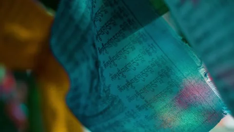 Scripture prayer flags in Lhasa, Tibet" Stock Footage 294029094