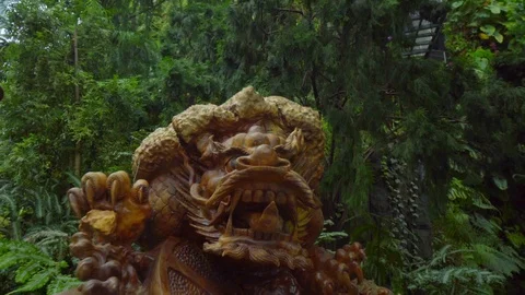 Scripture statue of tiger in cloud forest, Singapore Stock Footage 116491242
