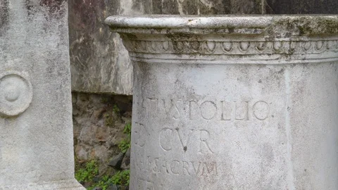 The scriptures on the big round rock on the ground in Rome in Italy 스톡 동영상 85481185