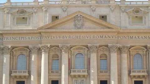 Scriptures on the wall of the Basilican of Saint Peter in Rome Italy Stock Footage 88188650