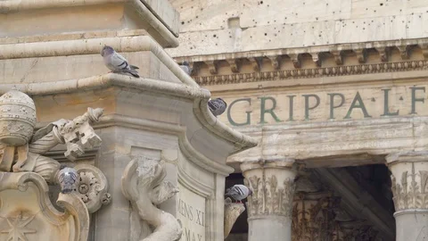 Scriptures on the walls of Pantheon in Rome Italy 스톡 동영상 89816556
