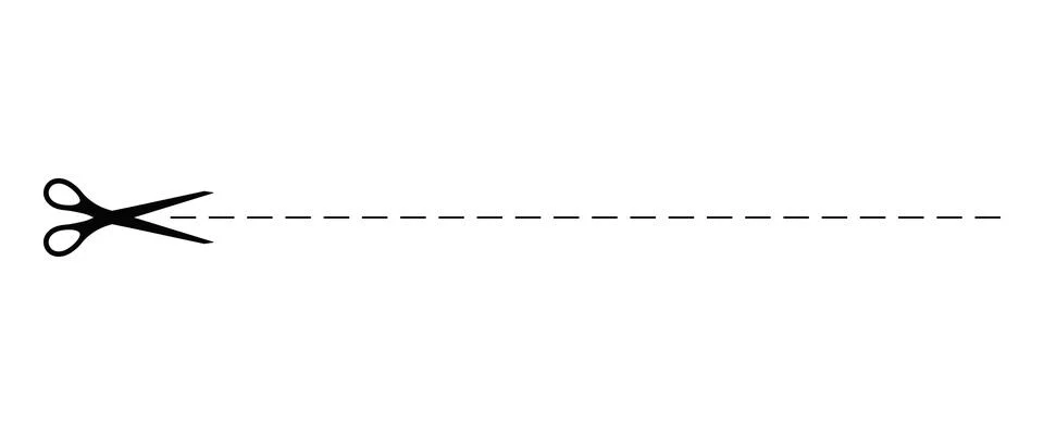 Scrissors cut dotted line with dash mark icon. Stock Illustration