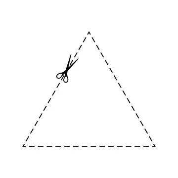 Scrissors cut triangle promo offer dotted line with dash icon. Stock Illustration