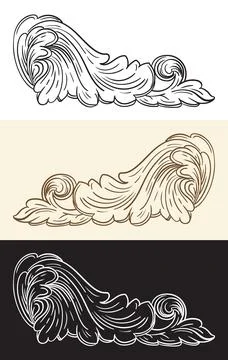 Scroll acanthus leaf design element vector illustration Stock Illustration