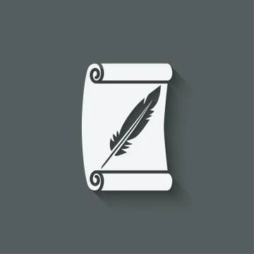 Scroll and feather writing symbol Stock Illustration