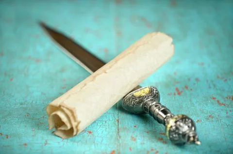 Scroll and Roman Sword Stock Photos
