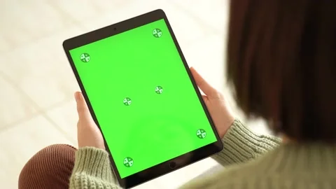 Scroll and text on tablet green screen Stock Footage 169355446