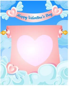 Scroll banner in the clouds Stock Illustration