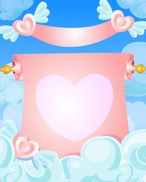 Scroll banner in the clouds Stock Illustration