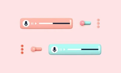 Scroll bar for the player. Set of realistic 3d design objects. Vector illustr Stock Illustration