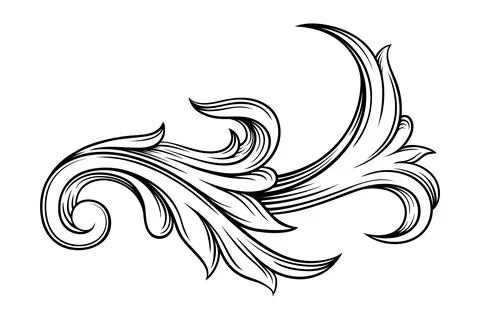 Scroll as Baroque Element with Arabesque and Flourish Motif Vector Illustration Illustrazione stock