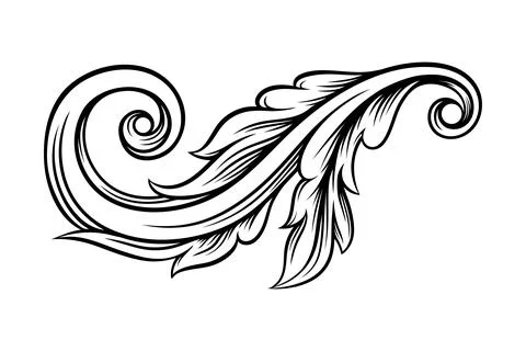 Scroll as Baroque Element with Arabesque and Flourish Motif Vector Illustration Illustrazione stock