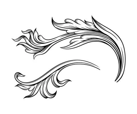 Scroll as Baroque Element with Arabesque and Flourish Motif Vector Illustration Stock Illustration