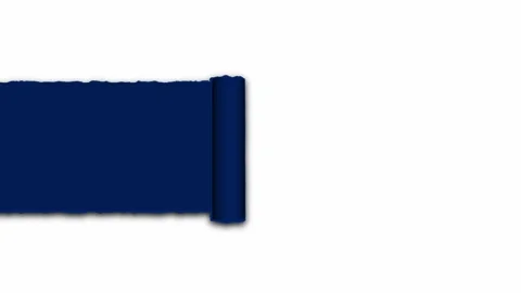 Scroll of blue torn paper rolls across white background animation Stock Footage 246756263