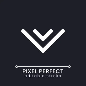 Scroll to bottom pixel perfect white linear ui icon for dark theme Stock Illustration