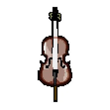 Scroll cello pixel art vector illustration Stock Illustration