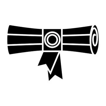 Scroll - certificate icon, vector illustration, black sign on isolated Stock Illustration